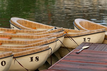 Image showing Wooden canoes 