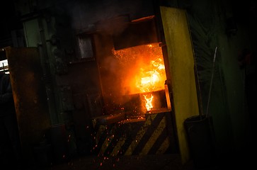 Image showing Hot iron in smeltery