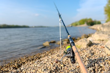 Image showing Modern clean fishing rod outdoors