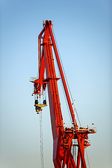 Image showing Industrial cargo cranes in the dock