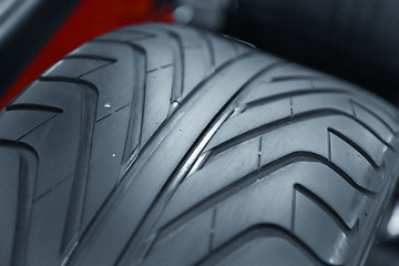 Image showing New car tyre closeup photo