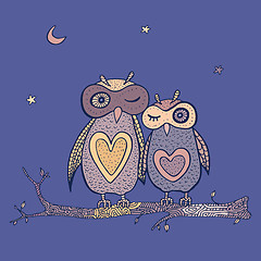 Image showing Two cute decorative owls.