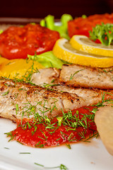 Image showing Tasty fish pike perch fillet