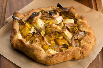 Image showing Galette with leeks, pumpkin and feta