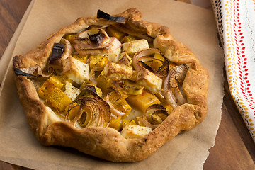 Image showing Galette with leeks, pumpkin and feta