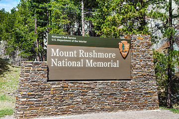 Image showing Mount Rushmore monument sign in South Dakota
