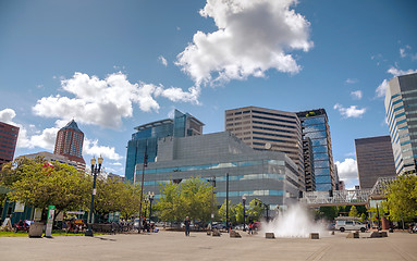 Image showing Downtown Portland cityscape on a cloudy day