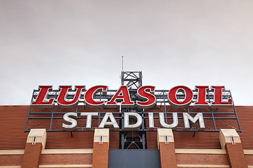 Image showing Lucas Oil Stadium sign in Indianapolis