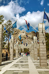 Image showing Mount Rushmore monument with tourists near Keystone, SD