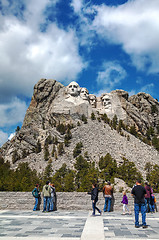 Image showing Mount Rushmore monument with tourists near Keystone, SD