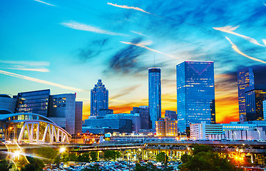 Image showing Downtown Atlanta at night time