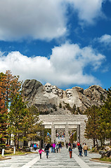 Image showing Mount Rushmore monument with tourists near Keystone, SD