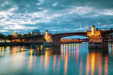 Image showing Downtown Portland cityscape at the night time