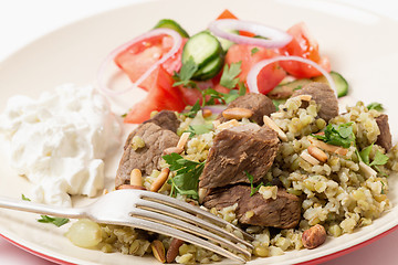 Image showing Arab beef with freekeh meal