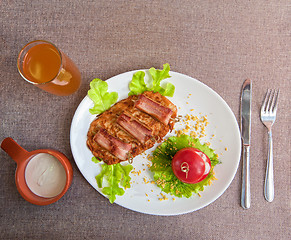 Image showing veal meat with bacon