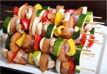 Image showing Grill skewer preparation