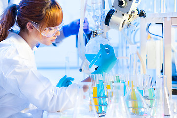 Image showing Young chemist in the laboratory.