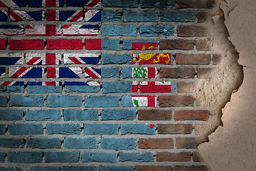 Image showing Dark brick wall with plaster - Fiji