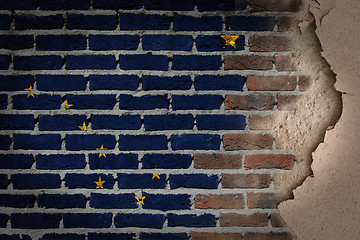 Image showing Dark brick wall with plaster - Alaska