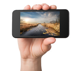 Image showing Landscape in a phone