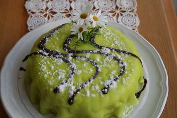 Image showing Cake with green marzipan