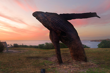 Image showing Breaching whale sculpure of wood