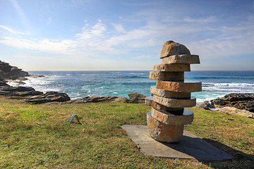 Image showing Figure in Landscape basalt sculpture