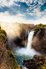 Image showing The Victoria falls with dramatic sky
