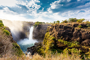 Image showing The Victoria falls with dramatic sky