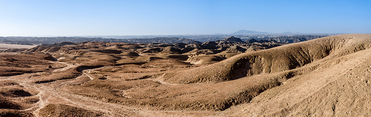 Image showing panorama of fantrastic Namibia moonscape landscape