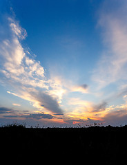 Image showing African sunset with dramatic clouds on sky