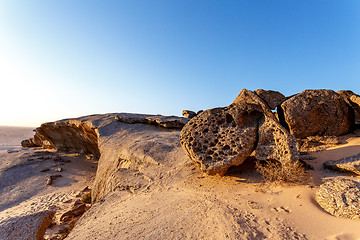 Image showing Rock formation in Namib desert in sunset, landscape