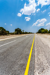 Image showing Endless road with blue sky