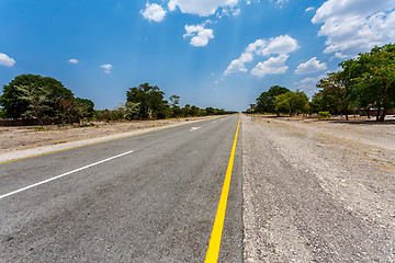 Image showing Endless road with blue sky