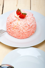 Image showing fresh strawberry and whipped cream dessert