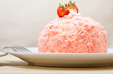 Image showing fresh strawberry and whipped cream dessert