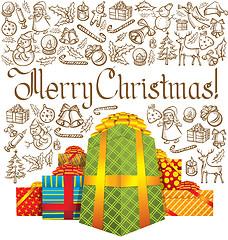 Image showing Christmas gifts, objects and elements