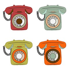 Image showing retro phone items set on white
