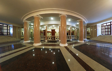 Image showing theater foyer with columns and marble floors