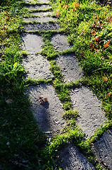 Image showing big stones paved path in greens