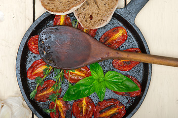 Image showing baked cherry tomatoes with basil anf thyme