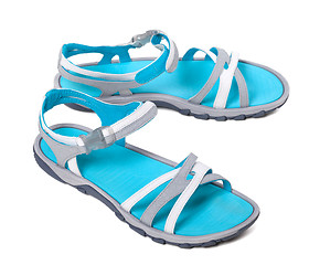 Image showing Pair of summer sandals on white background