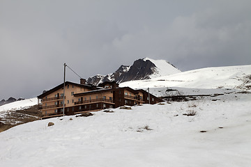 Image showing Hotel and ski slope in gray day