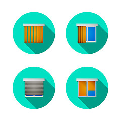 Image showing Flat vector icons for windows with louvers