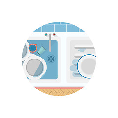 Image showing Flat vector icon for Kitchen sink