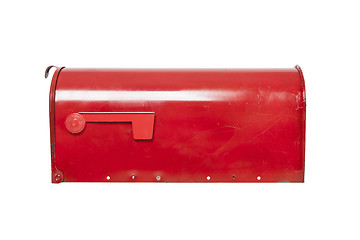 Image showing Red mailbox on white with flag