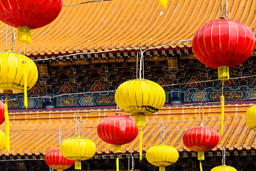 Image showing Paper lanterns in in Wong Tai Sin Temple in Hong Kong 