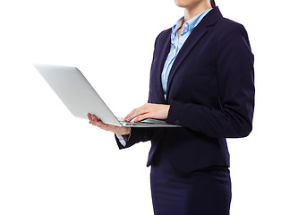 Image showing Businesswoman type on laptop computer