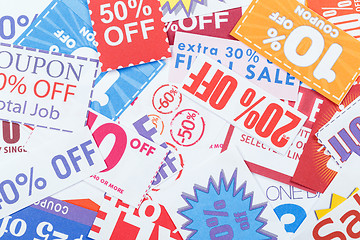 Image showing Colorful clipped multi valued grocery coupons 