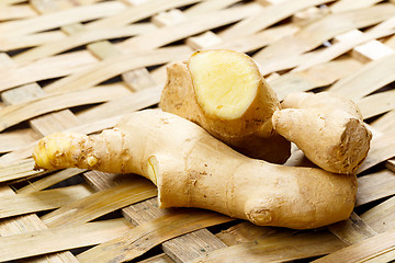 Image showing Ginger on bamboo